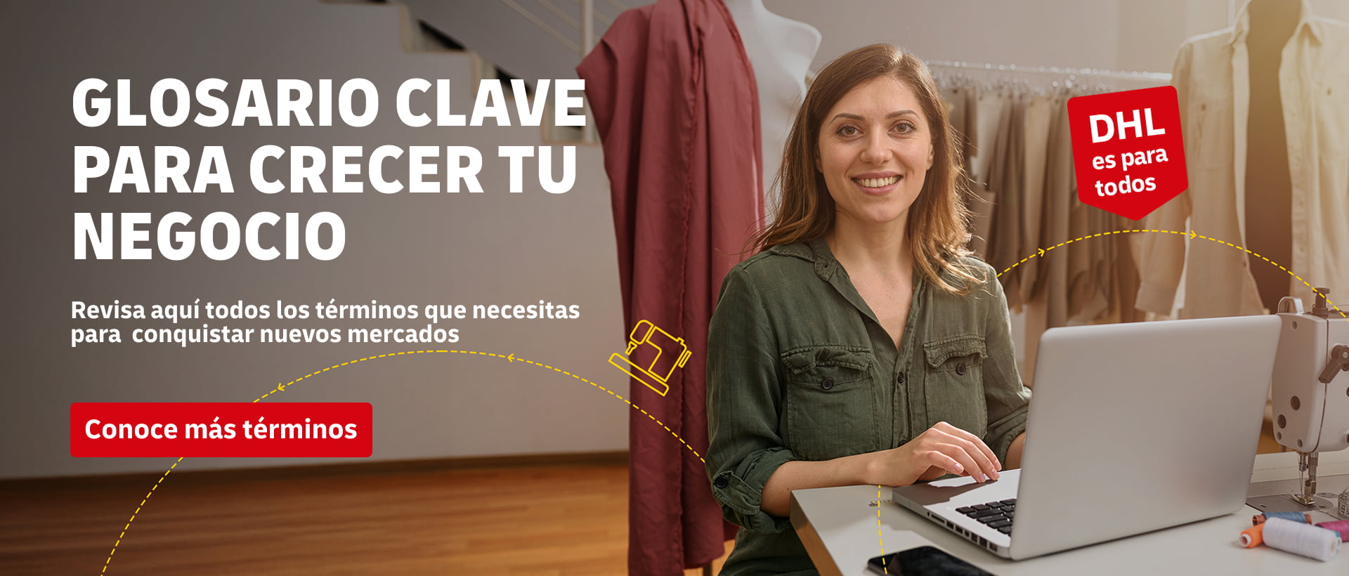 Baner de una chica enviando un paquete.